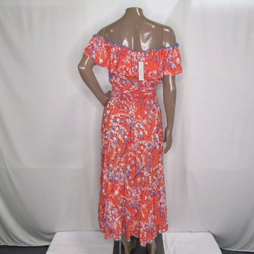 Poupette St Barth Women's Long Dress Bella Ruffled Off Shoulder Belted Size S - Picture 8 of 10